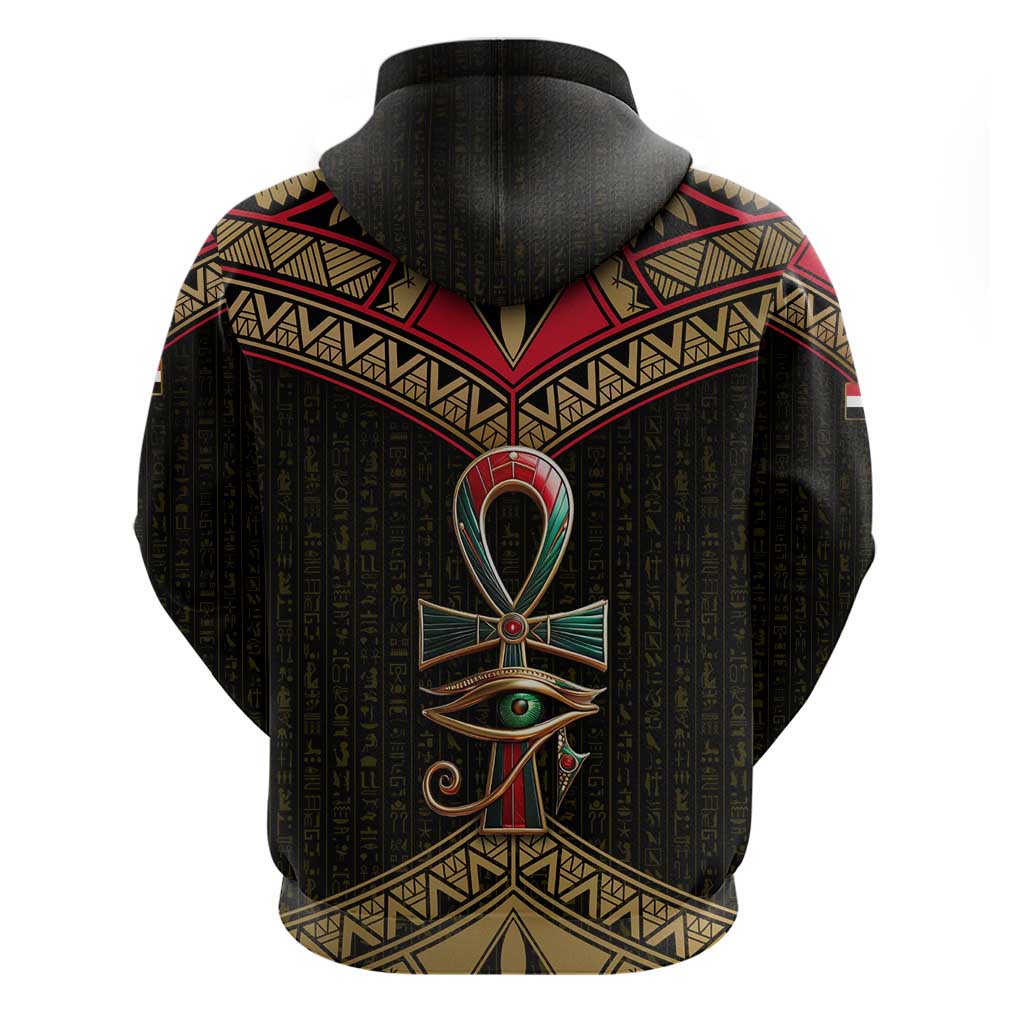 Ankh Eye of Horus Egypt Hoodie Ancient Black Gold Hieroglyph Spirit - African Pride