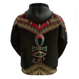 Ankh Eye of Horus Egypt Hoodie Ancient Black Gold Hieroglyph Spirit - African Pride