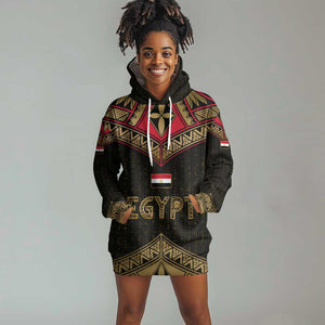 Ankh Eye of Horus Egypt Hoodie Dress Ancient Black Gold Hieroglyph Spirit - African Pride