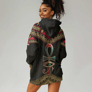 Ankh Eye of Horus Egypt Hoodie Dress Ancient Black Gold Hieroglyph Spirit - African Pride