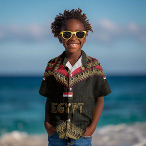 Ankh Eye of Horus Egypt Kid Hawaiian Shirt Ancient Black Gold Hieroglyph Spirit - African Pride