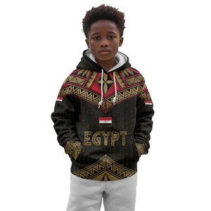 Ankh Eye of Horus Egypt Kid Hoodie Ancient Black Gold Hieroglyph Spirit - African Pride
