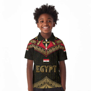 Ankh Eye of Horus Egypt Kid Polo Shirt Ancient Black Gold Hieroglyph Spirit - African Pride