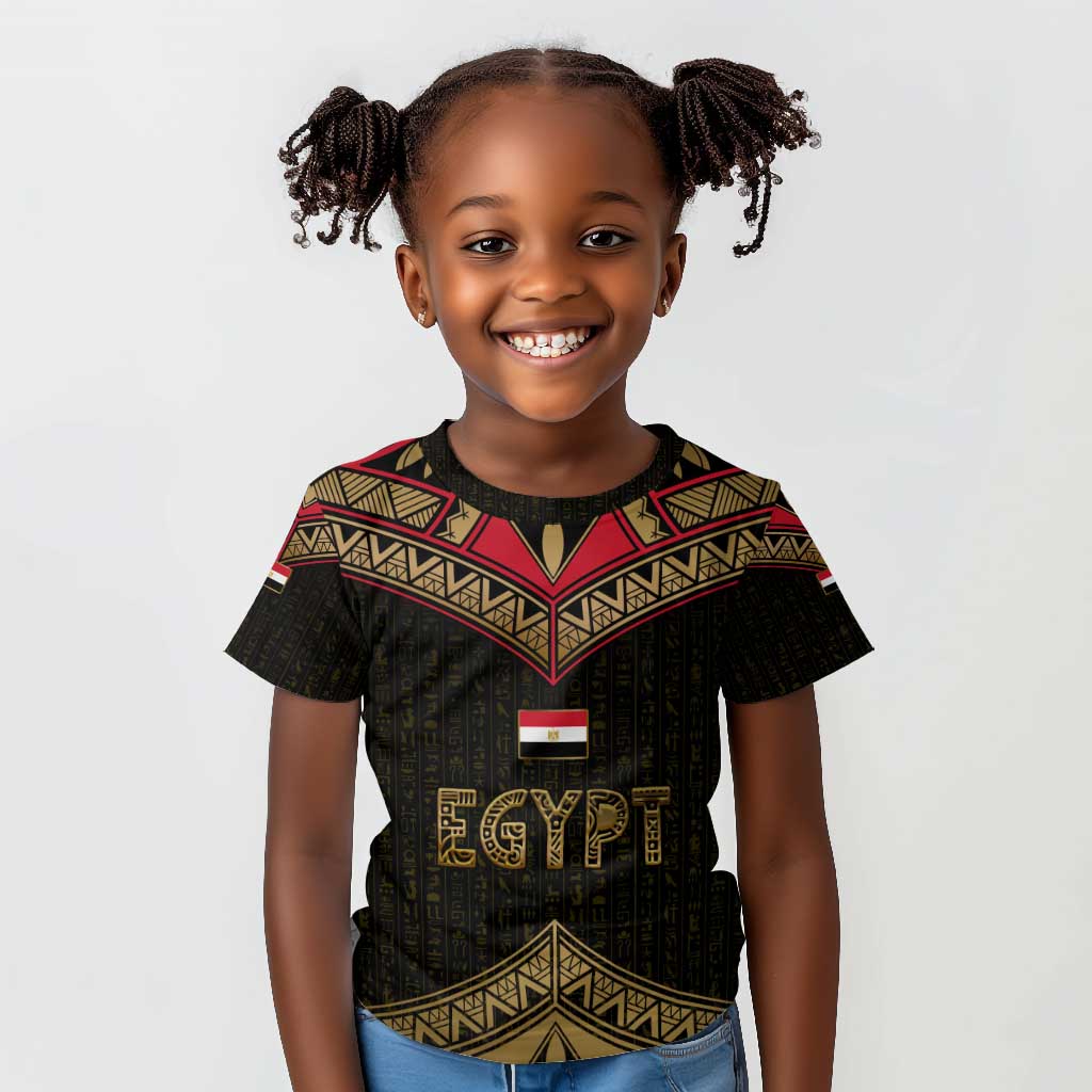 Ankh Eye of Horus Egypt Kid T shirt Ancient Black Gold Hieroglyph Spirit - African Pride