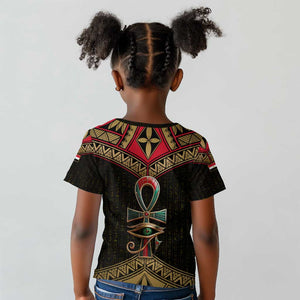 Ankh Eye of Horus Egypt Kid T shirt Ancient Black Gold Hieroglyph Spirit - African Pride