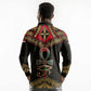 Ankh Eye of Horus Egypt Long Sleeve Polo Shirt Ancient Black Gold Hieroglyph Spirit - African Pride