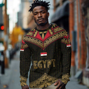 Ankh Eye of Horus Egypt Long Sleeve Shirt Ancient Black Gold Hieroglyph Spirit - African Pride