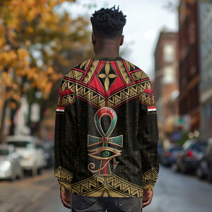 Ankh Eye of Horus Egypt Long Sleeve Shirt Ancient Black Gold Hieroglyph Spirit - African Pride