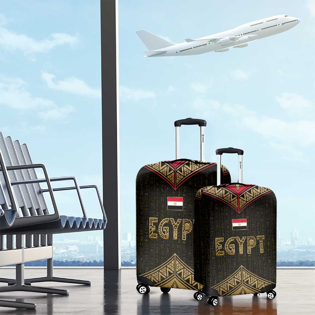 Ankh Eye of Horus Egypt Luggage Cover Ancient Black Gold Hieroglyph Spirit - African Pride