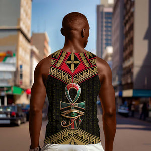 Ankh Eye of Horus Egypt Men Tank Top Ancient Black Gold Hieroglyph Spirit - African Pride