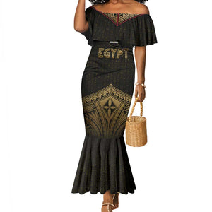 Ankh Eye of Horus Egypt Mermaid Dress Ancient Black Gold Hieroglyph Spirit - African Pride