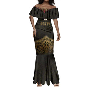 Ankh Eye of Horus Egypt Mermaid Dress Ancient Black Gold Hieroglyph Spirit - African Pride
