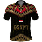 Ankh Eye of Horus Egypt Polo Shirt Ancient Black Gold Hieroglyph Spirit - African Pride
