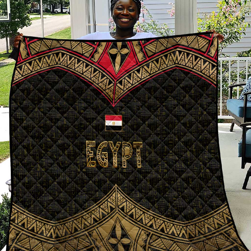 Ankh Eye of Horus Egypt Quilt Ancient Black Gold Hieroglyph Spirit - African Pride