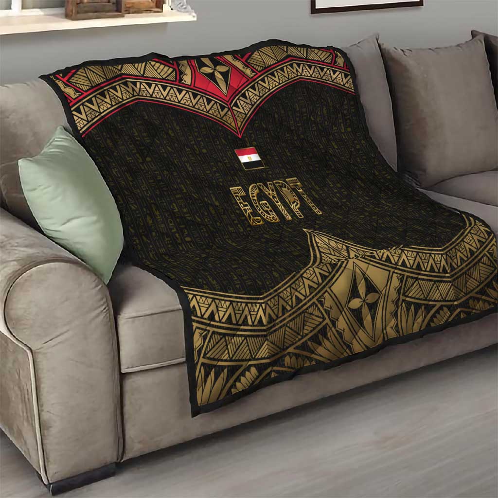 Ankh Eye of Horus Egypt Quilt Ancient Black Gold Hieroglyph Spirit - African Pride
