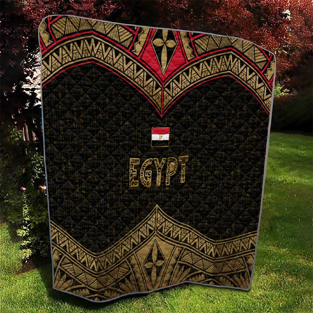 Ankh Eye of Horus Egypt Quilt Ancient Black Gold Hieroglyph Spirit - African Pride