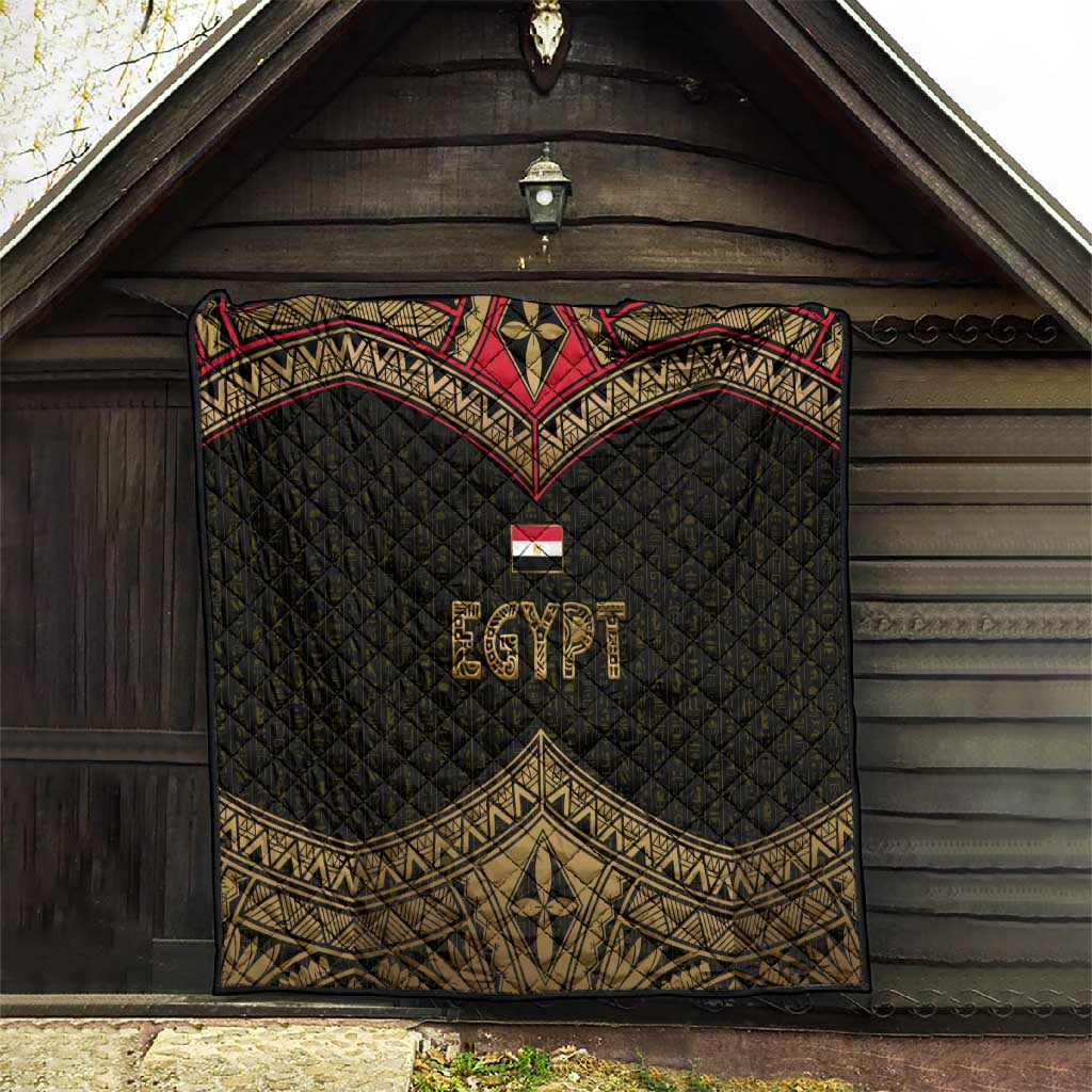 Ankh Eye of Horus Egypt Quilt Ancient Black Gold Hieroglyph Spirit - African Pride