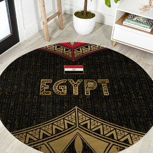 Ankh Eye of Horus Egypt Round Carpet Ancient Black Gold Hieroglyph Spirit - African Pride