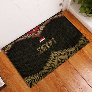 Ankh Eye of Horus Egypt Rubber Doormat Ancient Black Gold Hieroglyph Spirit - African Pride