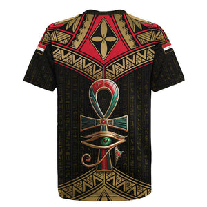Ankh Eye of Horus Egypt Rugby Jersey Ancient Black Gold Hieroglyph Spirit - African Pride