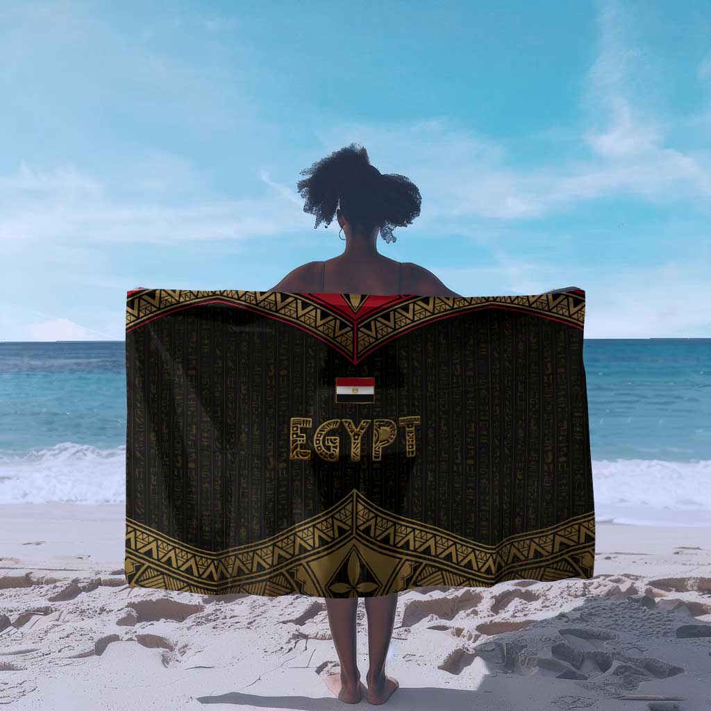Ankh Eye of Horus Egypt Sarong Ancient Black Gold Hieroglyph Spirit - African Pride