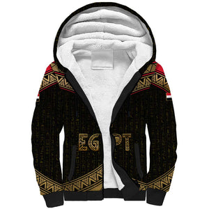 Ankh Eye of Horus Egypt Sherpa Hoodie Ancient Black Gold Hieroglyph Spirit - African Pride