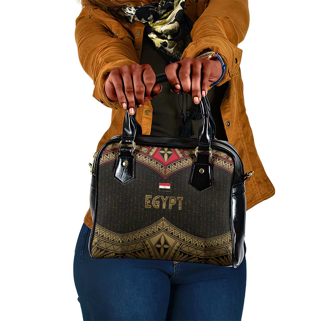 Ankh Eye of Horus Egypt Shoulder Handbag Ancient Black Gold Hieroglyph Spirit - African Pride