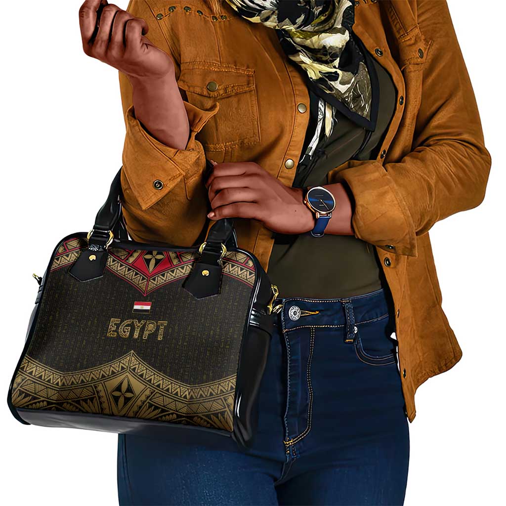 Ankh Eye of Horus Egypt Shoulder Handbag Ancient Black Gold Hieroglyph Spirit - African Pride