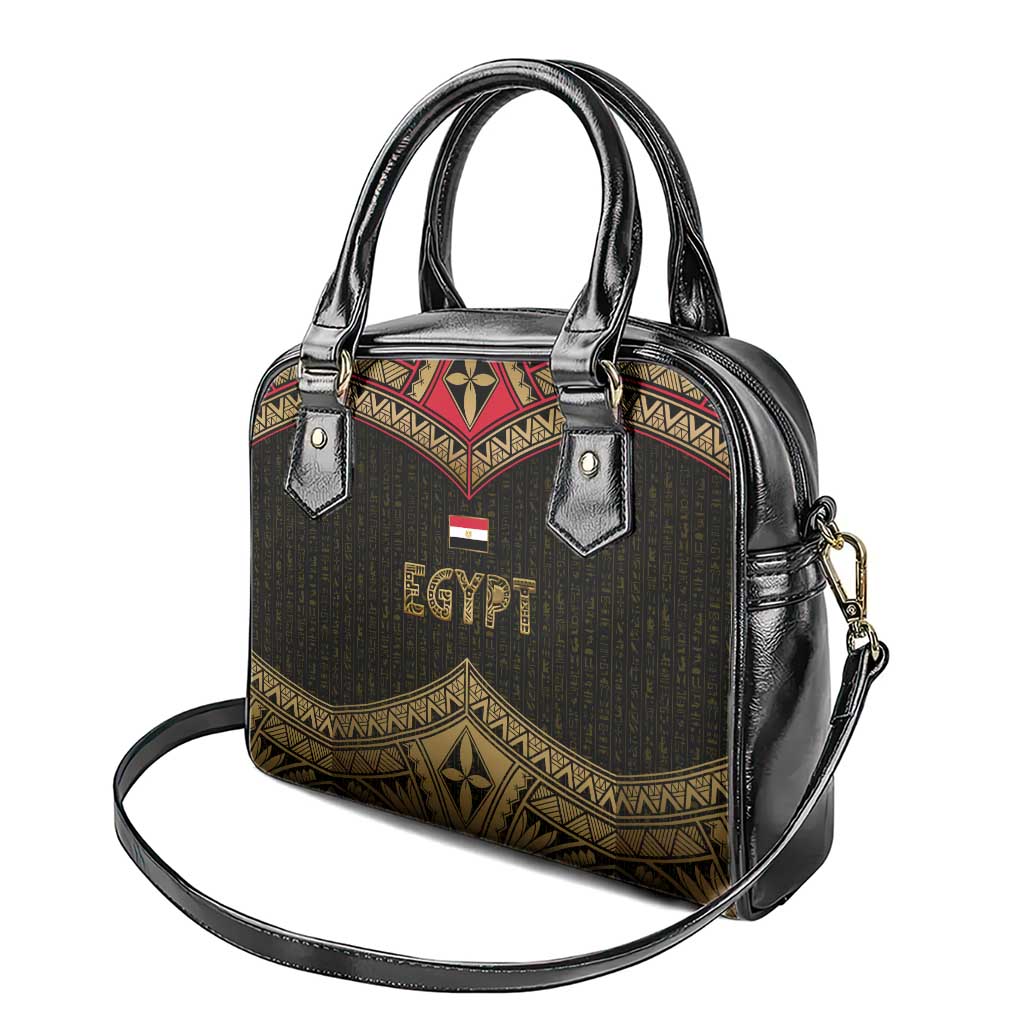 Ankh Eye of Horus Egypt Shoulder Handbag Ancient Black Gold Hieroglyph Spirit - African Pride