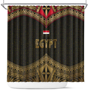 Ankh Eye of Horus Egypt Shower Curtain Ancient Black Gold Hieroglyph Spirit - African Pride