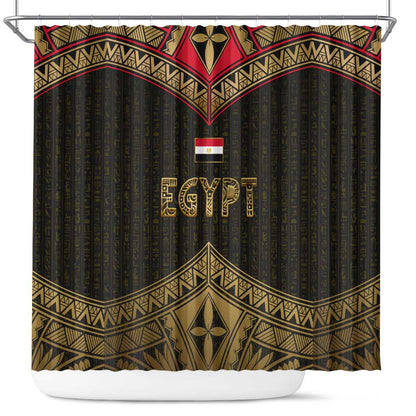 Ankh Eye of Horus Egypt Shower Curtain Ancient Black Gold Hieroglyph Spirit - African Pride