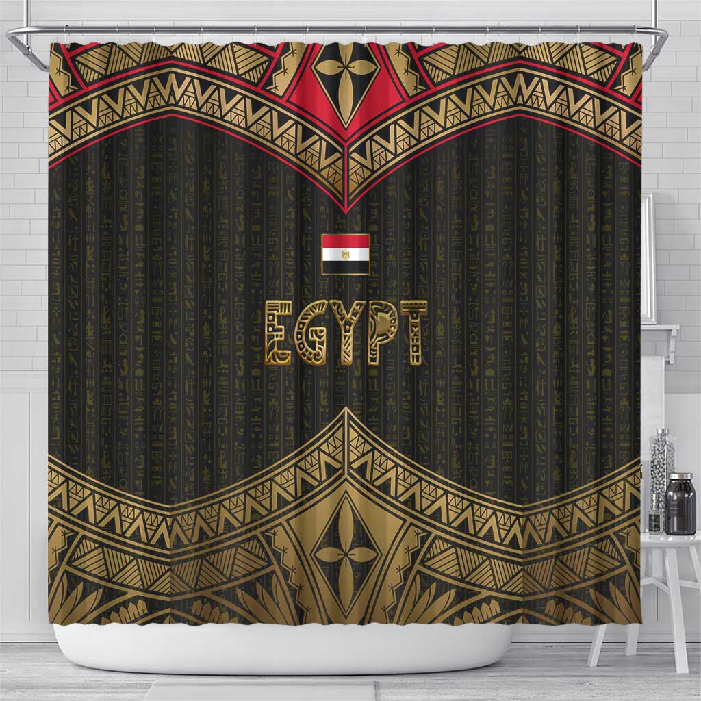 Ankh Eye of Horus Egypt Shower Curtain Ancient Black Gold Hieroglyph Spirit - African Pride