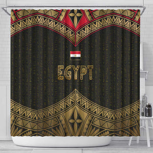 Ankh Eye of Horus Egypt Shower Curtain Ancient Black Gold Hieroglyph Spirit - African Pride