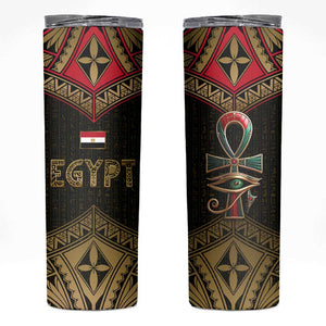 Ankh Eye of Horus Egypt Skinny Tumbler Ancient Black Gold Hieroglyph Spirit - African Pride