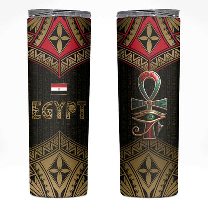 Ankh Eye of Horus Egypt Skinny Tumbler Ancient Black Gold Hieroglyph Spirit - African Pride