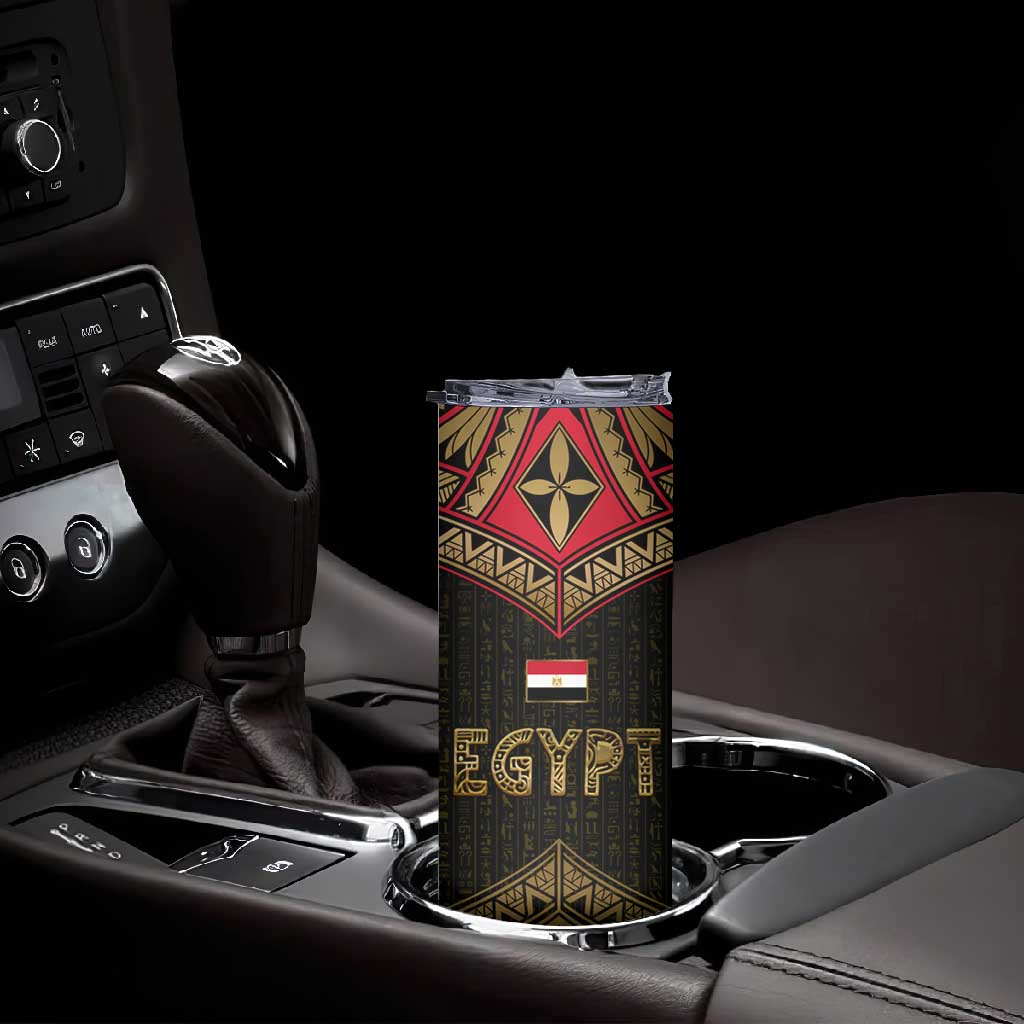 Ankh Eye of Horus Egypt Skinny Tumbler Ancient Black Gold Hieroglyph Spirit - African Pride