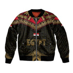 Ankh Eye of Horus Egypt Sleeve Zip Bomber Jacket Ancient Black Gold Hieroglyph Spirit - African Pride