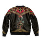 Ankh Eye of Horus Egypt Sleeve Zip Bomber Jacket Ancient Black Gold Hieroglyph Spirit - African Pride