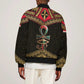Ankh Eye of Horus Egypt Sleeve Zip Bomber Jacket Ancient Black Gold Hieroglyph Spirit - African Pride