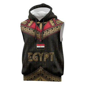 Ankh Eye of Horus Egypt Sleeveless Hoodie Ancient Black Gold Hieroglyph Spirit - African Pride