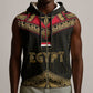 Ankh Eye of Horus Egypt Sleeveless Zip Hoodie Ancient Black Gold Hieroglyph Spirit - African Pride
