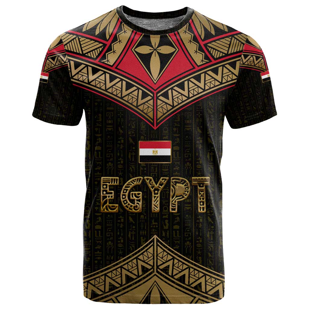 Ankh Eye of Horus Egypt T shirt Ancient Black Gold Hieroglyph Spirit - African Pride