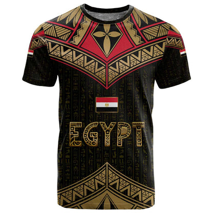 Ankh Eye of Horus Egypt T shirt Ancient Black Gold Hieroglyph Spirit - African Pride