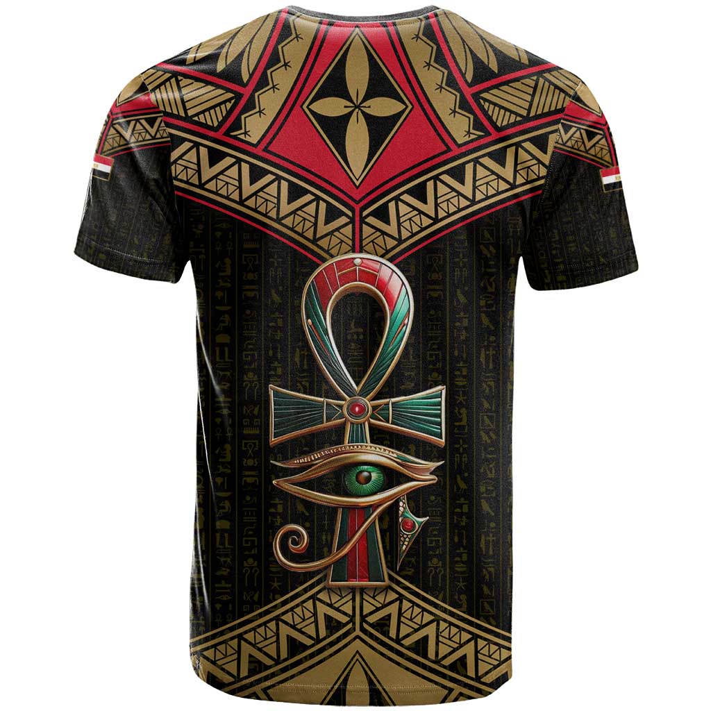 Ankh Eye of Horus Egypt T shirt Ancient Black Gold Hieroglyph Spirit - African Pride