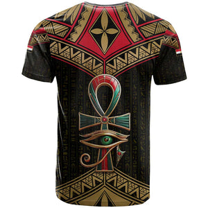 Ankh Eye of Horus Egypt T shirt Ancient Black Gold Hieroglyph Spirit - African Pride