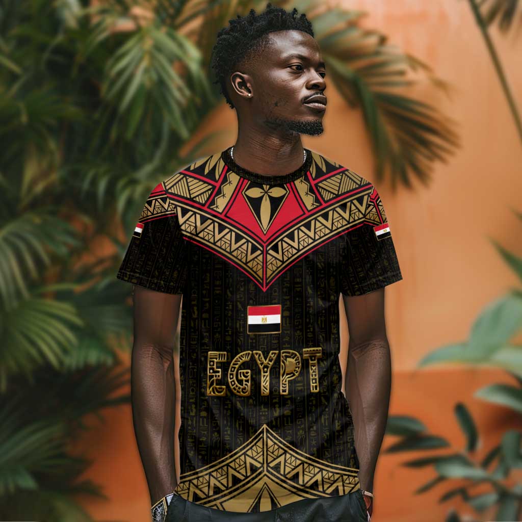 Ankh Eye of Horus Egypt T shirt Ancient Black Gold Hieroglyph Spirit - African Pride