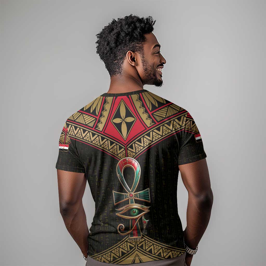 Ankh Eye of Horus Egypt T shirt Ancient Black Gold Hieroglyph Spirit - African Pride