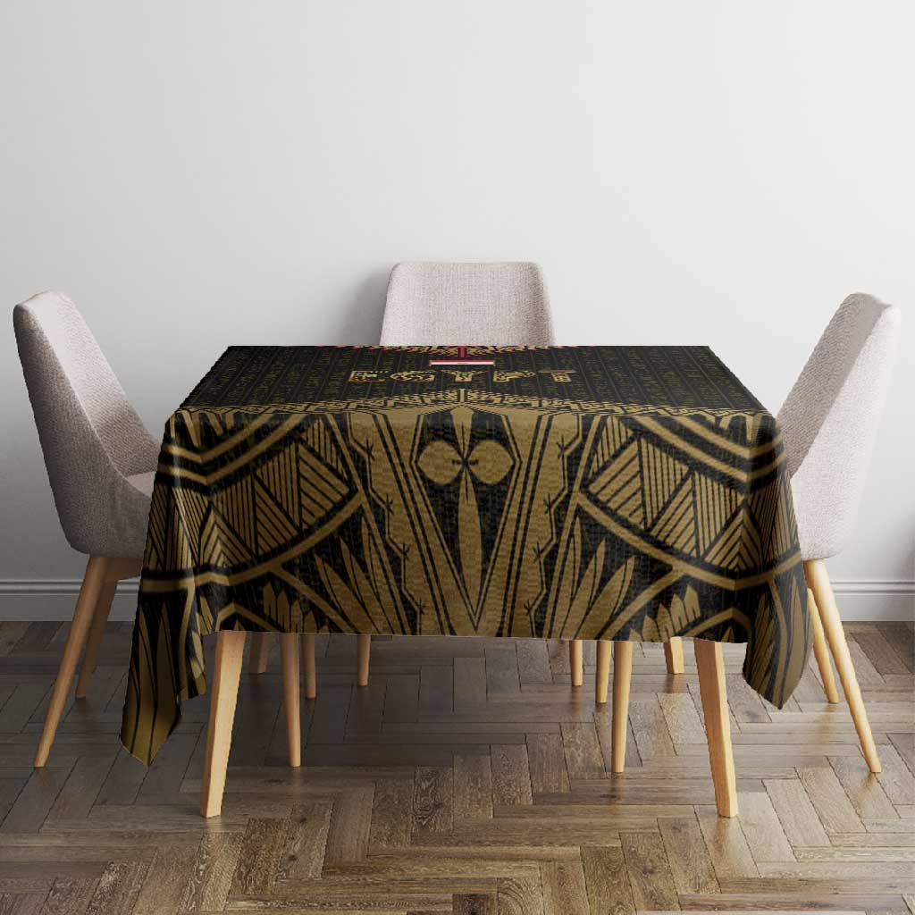 Ankh Eye of Horus Egypt Tablecloth Ancient Black Gold Hieroglyph Spirit - African Pride