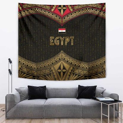 Ankh Eye of Horus Egypt Tapestry Ancient Black Gold Hieroglyph Spirit - African Pride