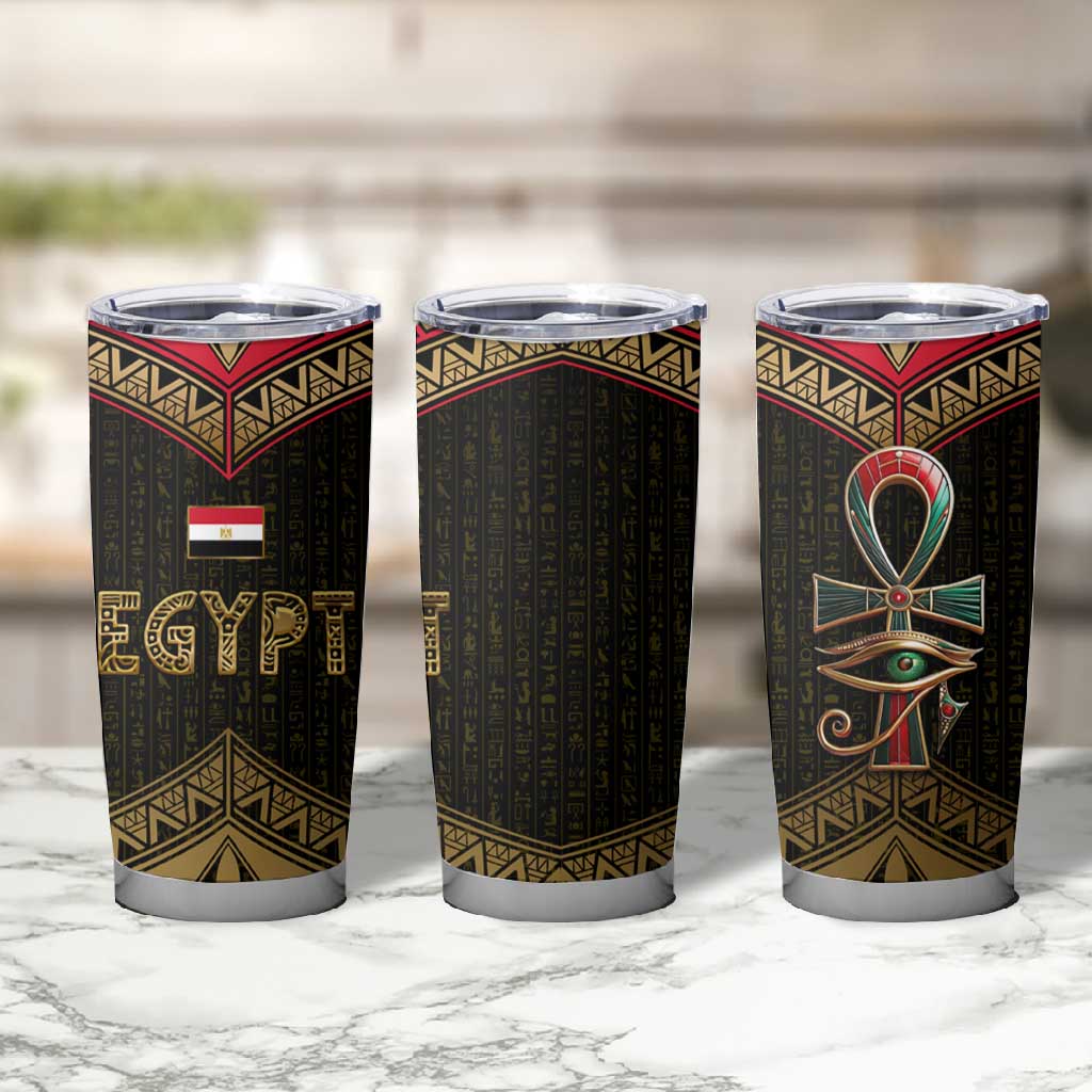 Ankh Eye of Horus Egypt Tumbler Cup Ancient Black Gold Hieroglyph Spirit - African Pride